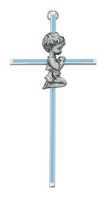 6″ Silver Blue Cross with Boy