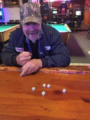 Bill rolled 5 - sixes on the shake a day! 500$ winner.