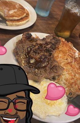 T-Bone and eggs