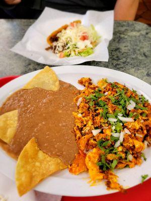 Chorizo n eggs with refried beans