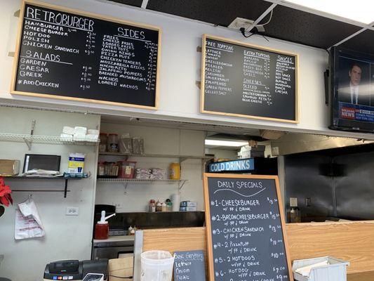 Front menu and counter where you order