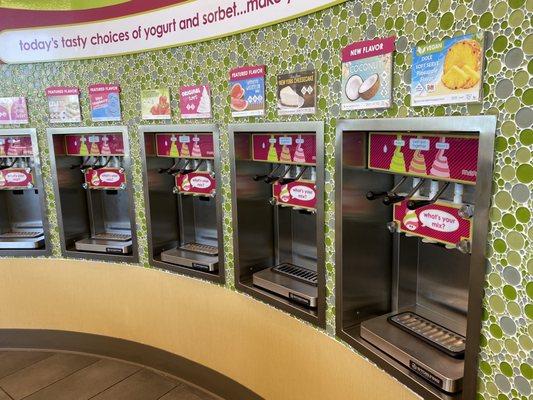 Clean spigots and surfaces at the yogurt bar.