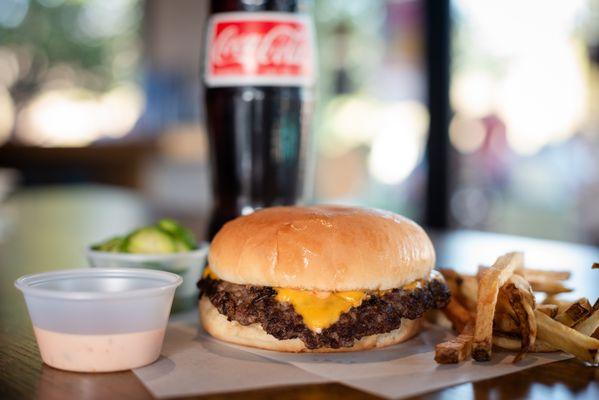 Smash burger and fries