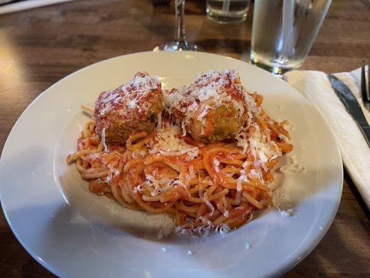 Knocked up spaghetti and meatballs