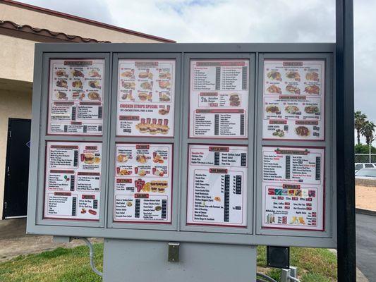 Drive thru menu