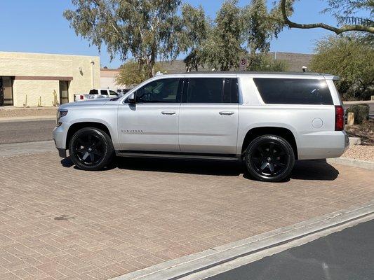 2019 Suburban with 22" Black Rhino Mozambique (RF) wheels in matte finish with Falken S/TZ05 tires