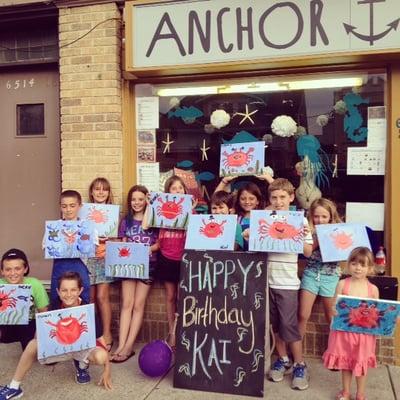 Anchor Arts is the perfect place to host your child's (or your) birthday party! Painting Favors are a hit!