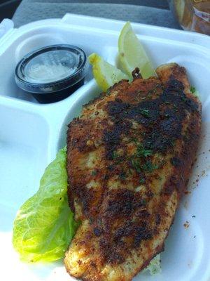 Blackened Catfish $10.95 for 1 filet.  Left hangry.