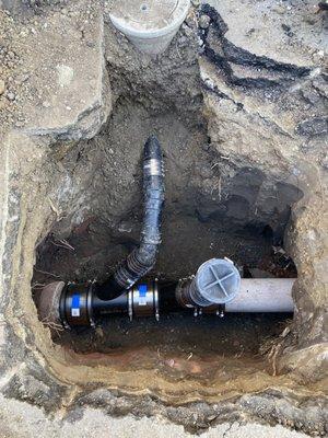 6" main sewer tie in and cleanout installation