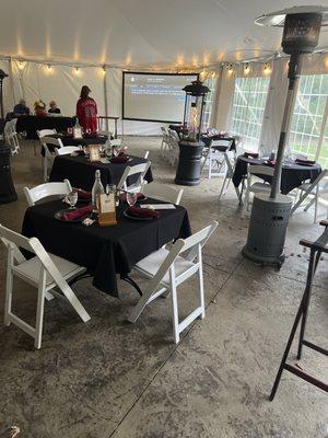 Inside of tent for dining area!!!