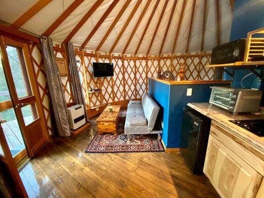 Living room area within the Yurt.