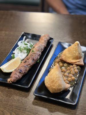 Samosa and Chicken seekh kabab