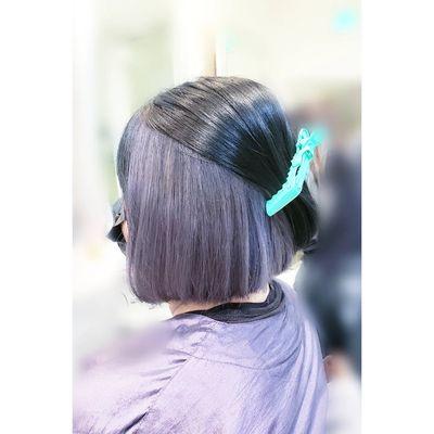 Secret color 
One length bob style
#hairstylust#haircut#haircolor