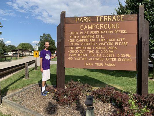 Some info at the entrance to Park Terrace Campground.