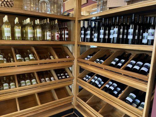 Tasting room and selection of wines to browse.