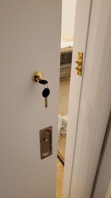 High security deadbolt installation on sliding door