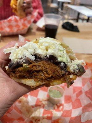 Pabellon arepa - so delicious and the cilantro sauce is perfect addition!!!