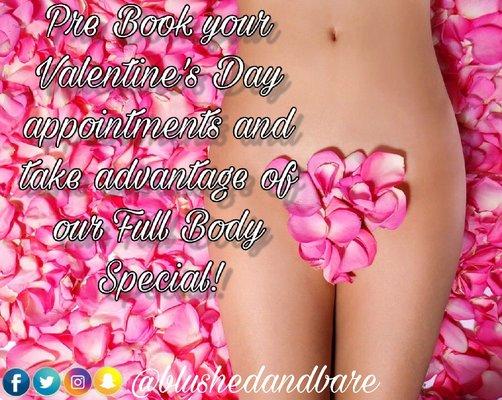 Valentine's Day Full Body Wax Special $65