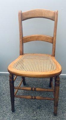 The refinished chair and new caning!