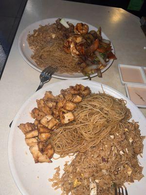 Chicken hibachi (no vegetables) and steak hibachi