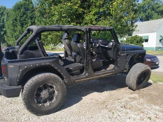 Our first upgrade to our 2013 Jeep Wrangler. These Smittybuilt XRC fenders!! Want a set for your jeep?!?