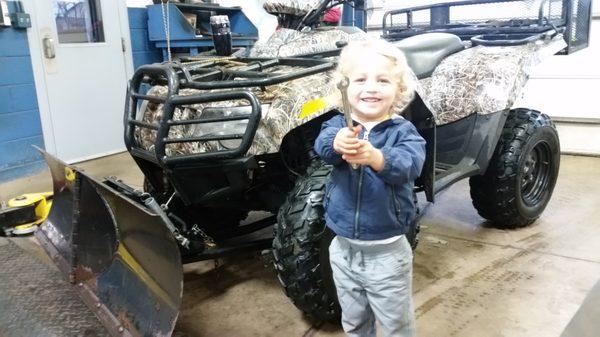 Our son Henry wanted to help Daddy fix the fourwheeler