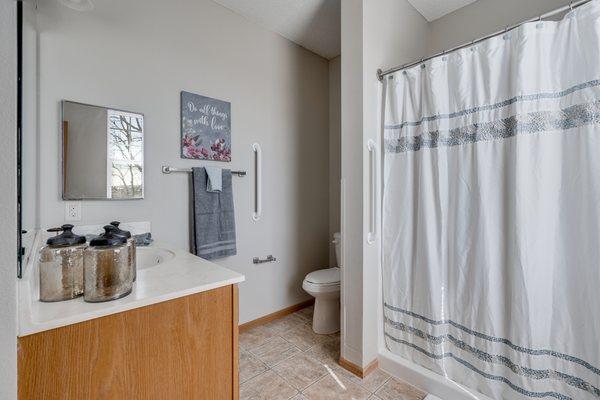 Senior living apartment bathroom