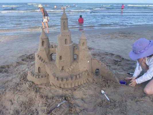 Sand castle nearly completed