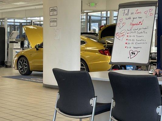 This Hyundai Sonata caught my eye and I had to know what they call that color, it's called Glowing Yellow!