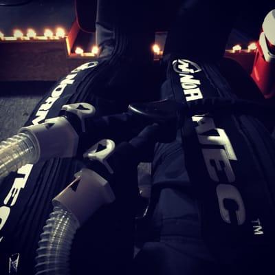 Recovery time with the NormaTec compression boots at Precision Multisport.