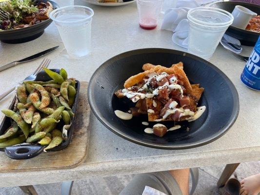 Tuna Nachos and Edamame