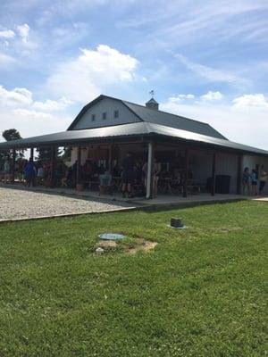 The covered picnic patio.