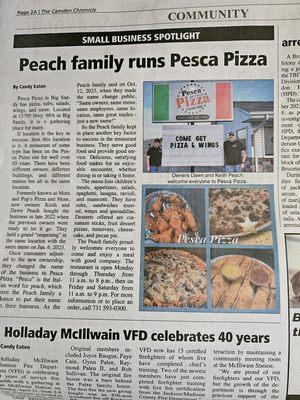 Pesca Pizza made the Camden Chronicle!