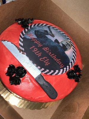 My daughter LOVED her cake! She's a horror fan this could've not be possible with Gabby's creative way. Thank you Gabby's Cakes.