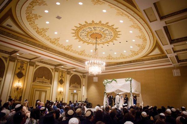 StemLine Creative's simple & lovely chuppah for our daughter's wedding at the Palmer House. Photo by Kathleen Hinkel Weddings