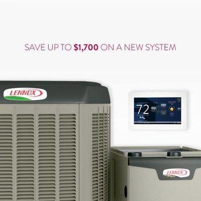 Thinking about upgrading your HVAC system? You can save up to $1,700 on a new Lennox system. Give us a call!