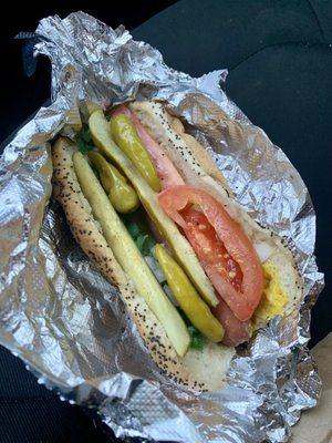 Regular hot dog Chicago style