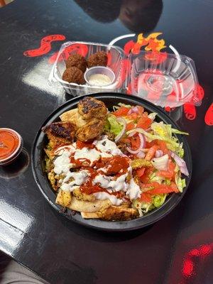 Chicken plater and falafel