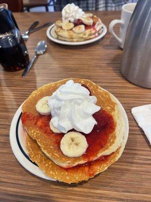 Strawberry and banana pancakes