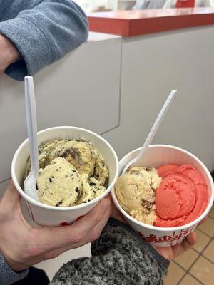 Left: Sgt Caramel and Chocolate Chip Right: Watermelon Sherbet and Praline Pecan