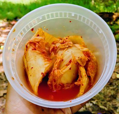 Another view of the side of Kimchi. 12 oz. container filled only 1/3 of the way.