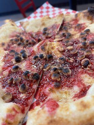 Peanut and butter dessert pizza. I didn't care for it, but people around us were raving about it.