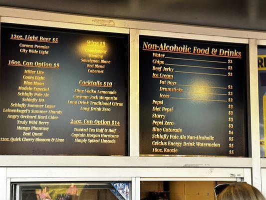 Concession menu