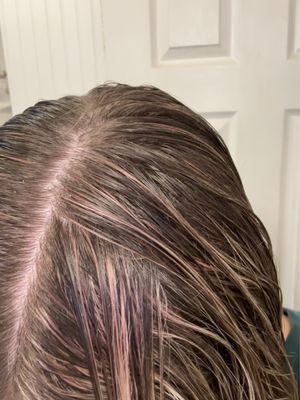 Pink hair after shower just under a week after being at the  salon