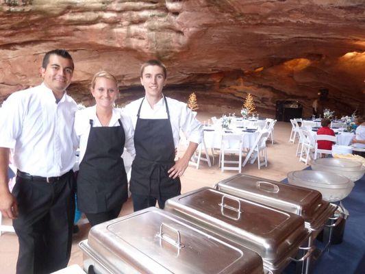 Black and white uniforms for wedding catering