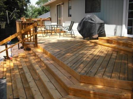 A beautiful deck, cleaned and stained with a very lightly toned stain.