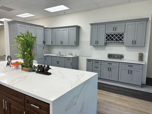 Cabinets and Waterfall Countertop