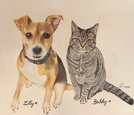 Original drawing of Lilly & Buddy