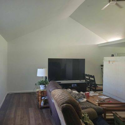 Ceiling and Wall Drywall Repair and Painting. Baseboards and Door jams