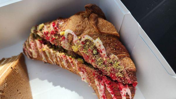 Pistachio raspberry croissant